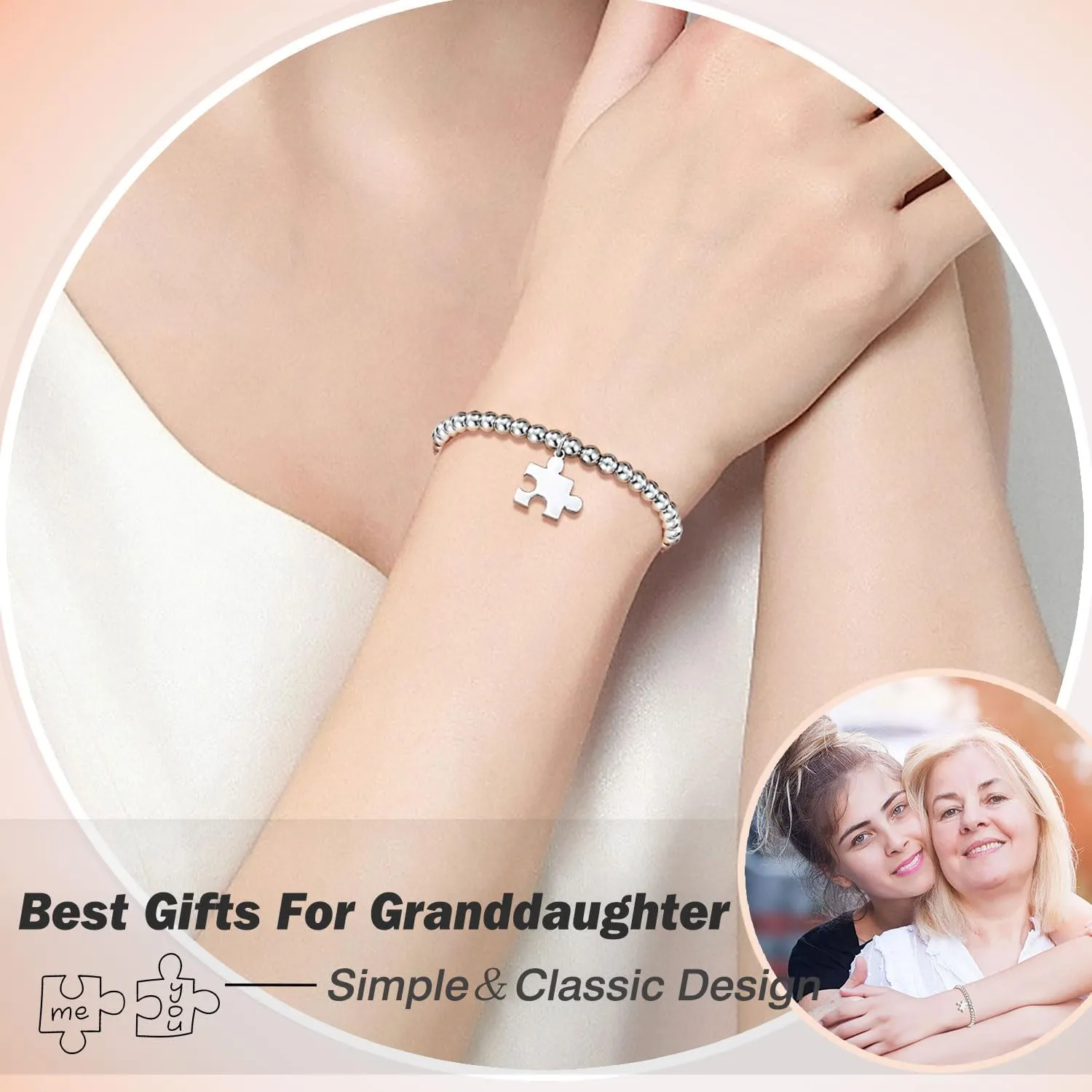 Puzzle Bracelets for Women Girls, Birthday Mothers' Day Christmas Gifts for Granddaughter Niece Daughter sister Bestie