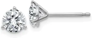 Real 14k White Gold 1.00ct. 5mm Round Moissanite 3-Prong Martini Post Studs Earrings 5mm