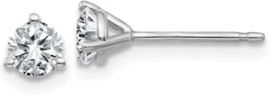 Real 14k White Gold 1/2ct. 4mm Round Colorless Moissanite 3-Prong Martini Post Studs Earrings 4mm