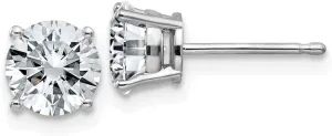 Real 14k White Gold 1.75ct. 6mm Round Colorless Moissanite Basket Post Studs Earrings 6mm