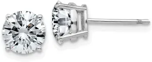 Real 14k White Gold 2.00ct. 6.5mm Round Moissanite 4-Prong Basket Post Studs Earrings 6.5mm
