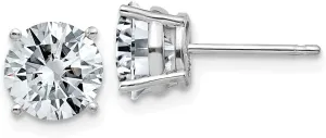 Real 14k White Gold 2.50ct. 7mm Round Colorless Moissanite Basket Post Studs Earrings 7mm