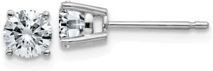 Real 14k White Gold 3/4ct. 4.5mm Round Colorless Moissanite Basket Post Studs Earrings 4.5mm