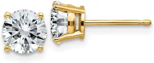 Real 14k Yellow Gold 1.75ct. 6mm Round Colorless Moissanite Basket Post Studs Earrings 6mm