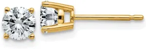 Real 14k Yellow Gold 3/4ct. 4.5mm Round Colorless Moissanite Basket Post Studs Earrings 4.5mm