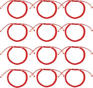 Red String Bracelet 12pcs Adjustable Braided Friendship Bracelets Rope For Lunar New Year, Protection, Success, Graduation, Birthday, Lovers Gift For Men Women Adults