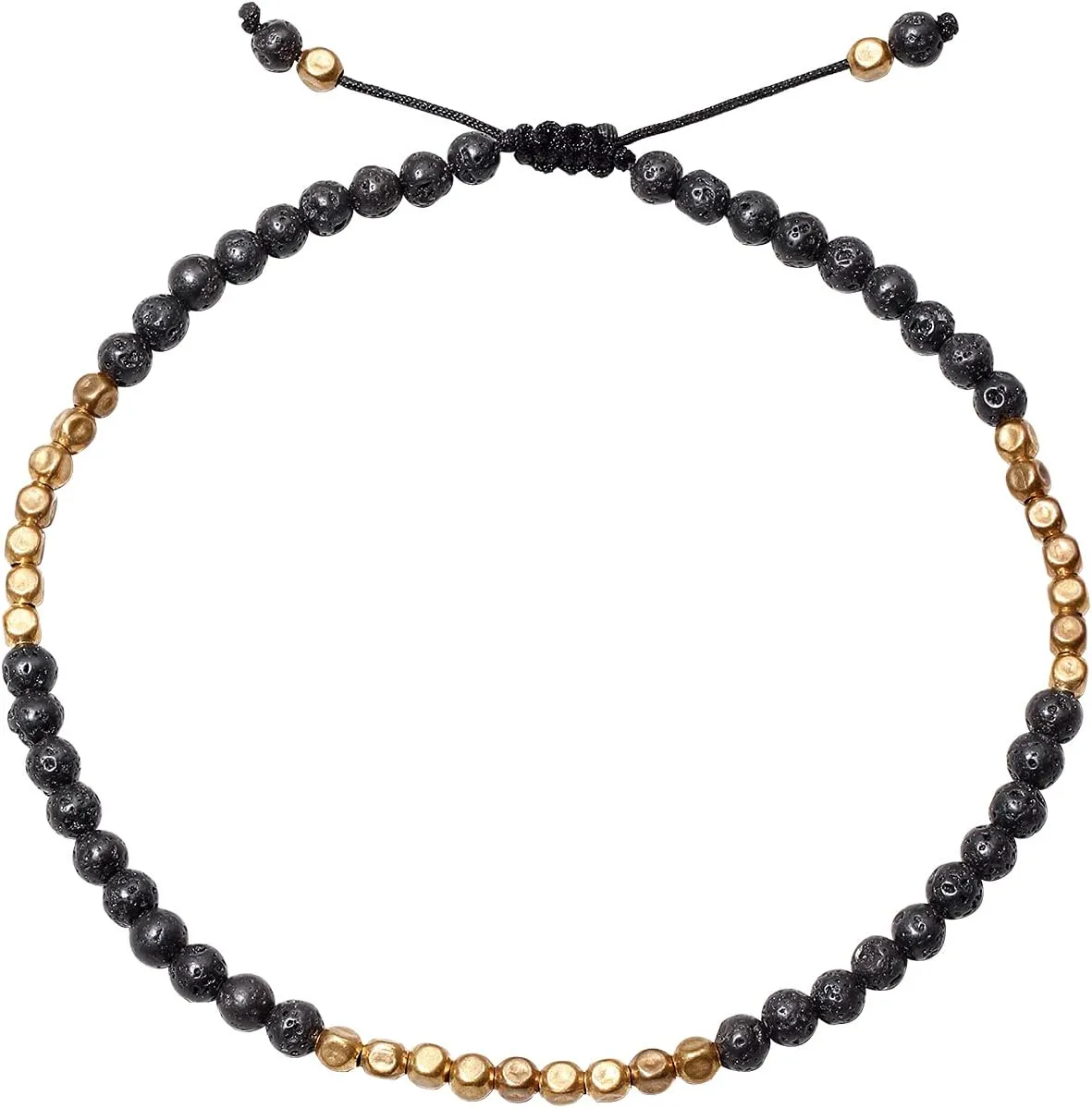 Reiki Agate Beaded Anklet Dainty Gold Plated Beads Ankle Bracelets for Women Adjustable Good Luck Beach Jewelry