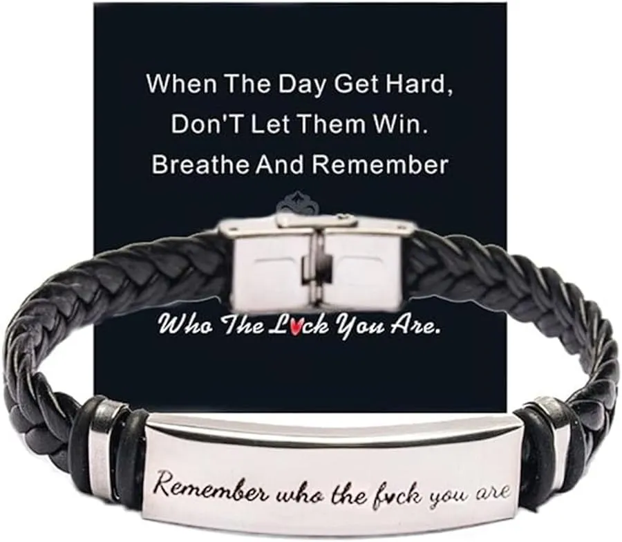 Remember Who The F*ck You Are Bracelet-Dont Let The Hard Days Win Bracelet for Women Personalized Adjustable Handmade Engraved Motivational Bracelet Inspirational Jewelry