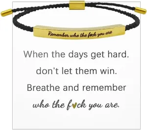 Remember Who The You Are Bracelet Motivational Bracelet for Women Message Engraved Bracelets Jewelry for Sisters Friends