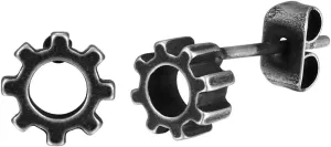 Retro Vintage Stainless Steel Gear Style Cocktail Party Biker Stud Earrings