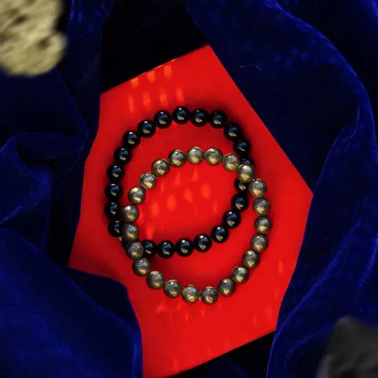 Riche Rich Combo (Pyrite bracelet   Black Obsidian Bracelet)