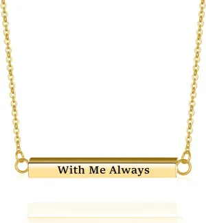 RIPFEVURN Horizontal Bar Cremation Jewelry Urn Necklaces for Ashes for Women Men Stainless Steel Cube Urn Locket for Human Ashes Holder Memorial Keepsake Pendant With Me Always
