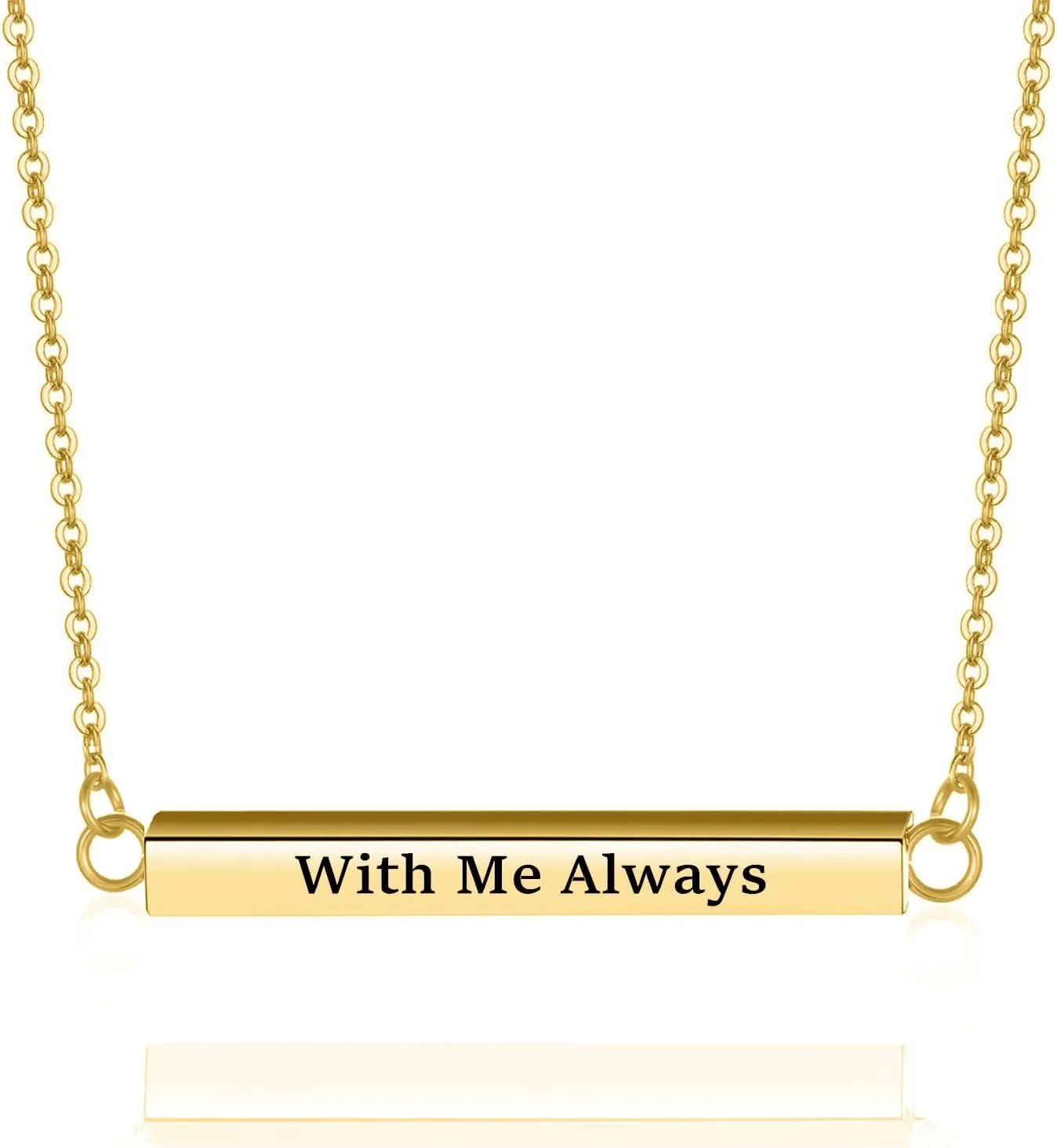 RIPFEVURN Horizontal Bar Cremation Jewelry Urn Necklaces for Ashes for Women Men Stainless Steel Cube Urn Locket for Human Ashes Holder Memorial Keepsake Pendant With Me Always