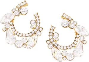 Rosemarie & Jubalee Women's Hypoallergenic Crystal Open Circle Marquise Wreath Hoop Earrings, 1.25"