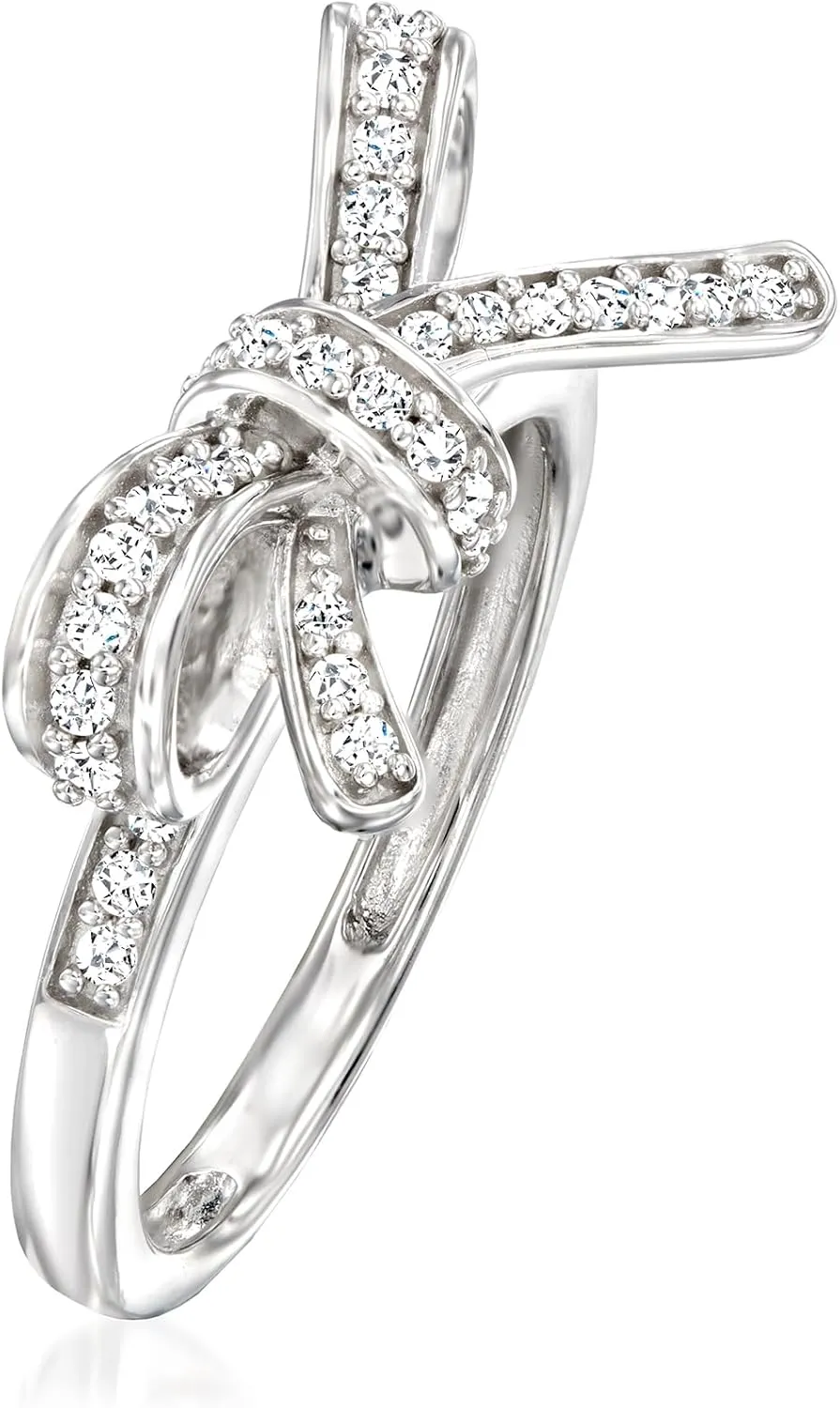 Ross-Simons 0.35 ct. t.w. Diamond Bow Ring in Sterling Silver
