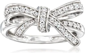 Ross-Simons 0.35 ct. t.w. Diamond Bow Ring in Sterling Silver