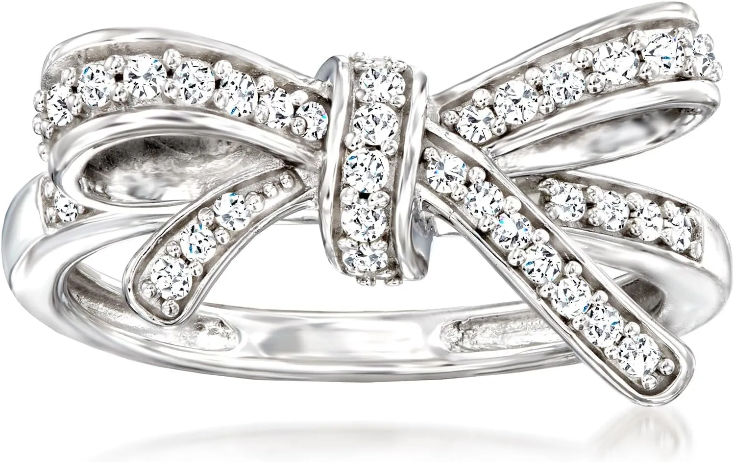 Ross-Simons 0.35 ct. t.w. Diamond Bow Ring in Sterling Silver