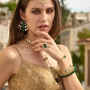 Ruhaniyat Green Hydro Mirror & CZ Statement Cuff