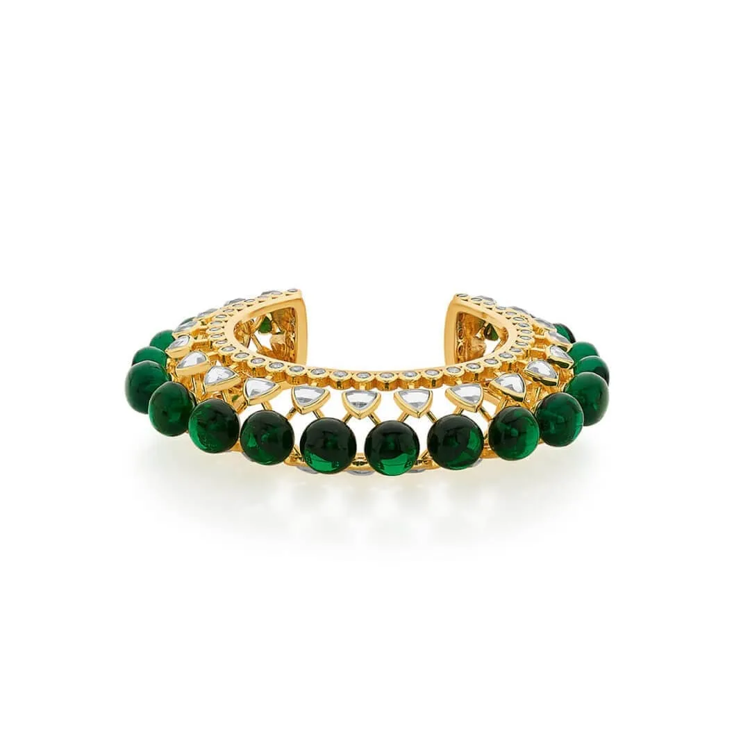 Ruhaniyat Green Hydro Mirror & CZ Statement Cuff