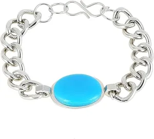Salman Khan Bracelet for men Being Human Jewellery Steel Silver Coated Lucky Firoza Stone Friendship Band for Men & Boys And Gift Bracelet, Medium, SB-01