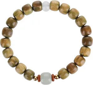 Sandalwood Bracelet Chinese Antique Wood Bracelet Feng Shui Wealth Bracelet Nephrite Jade Bead Vintage Classical Style Beads Meditation Yoga Buddhist Prayer Bracelet Peaceful/2191, 21213
