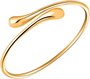 Savlano 14K Gold Plated Double Teardrop Open Cuff Bangle -7-8 Inch Flexible Bangle Bracelet Comes With Gift Box for Women