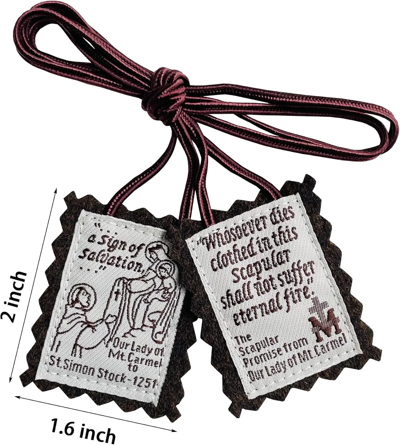 Scapulars Catholic,3 Pack Bulk Brown Scapular Of Our Lady Of Mount Carmel,Escapularios Catolicos Scapular Catholic Necklaces Gift For First Holy Communion and Confirmation Mexican Folk Art Decoration
