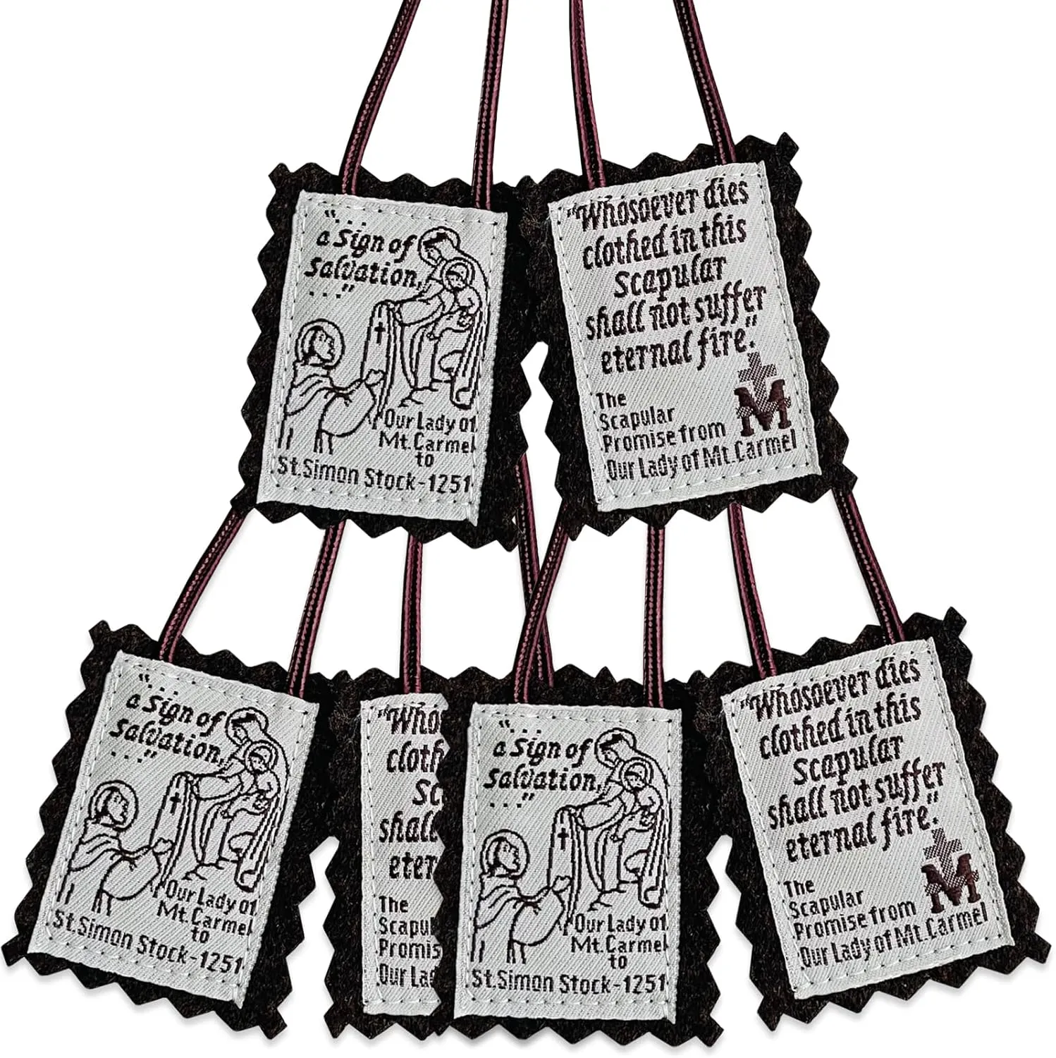 Scapulars Catholic,3 Pack Bulk Brown Scapular Of Our Lady Of Mount Carmel,Escapularios Catolicos Scapular Catholic Necklaces Gift For First Holy Communion and Confirmation Mexican Folk Art Decoration