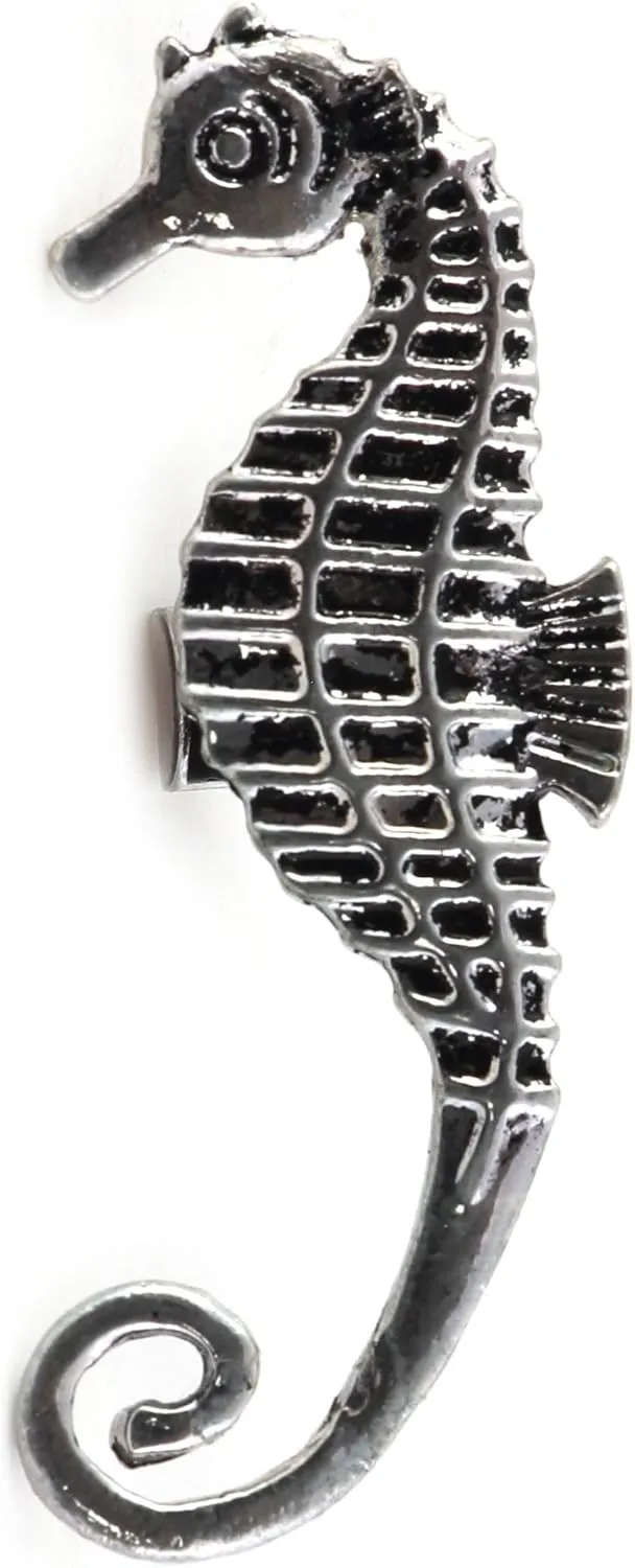 Seahorse Ear Cuff Wrap Silver Tone CE47 Coral Reef Wildlife Clip On Earring Fashion Jewelry