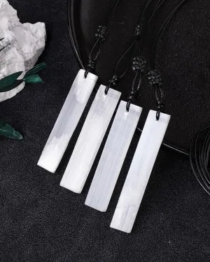 Selenite Stick Pendant Necklace Raw Selenite Crystal Pendant Necklace Chakra Healing Crystals and Stones Selenite Wand Necklace