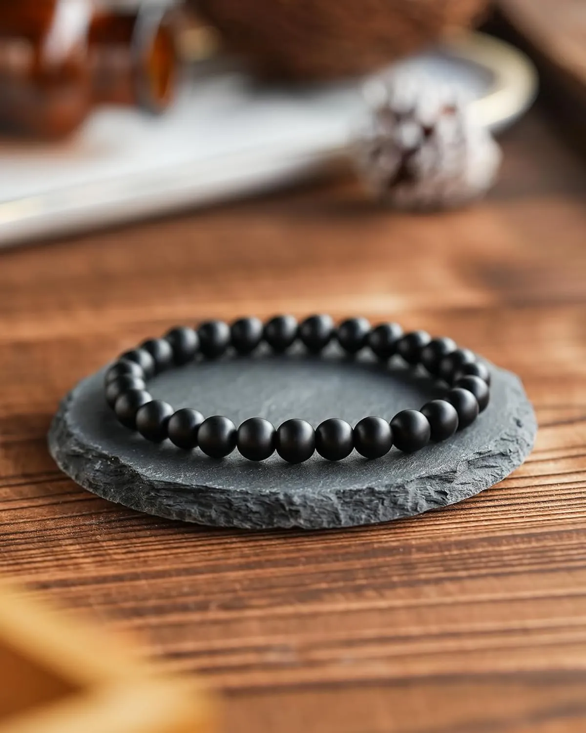 Seyaa 100% Natural Stone Crystal Bracelets, Adjustable Stretch Crystal Jewelry Gifts for Women Mens with Quote Card