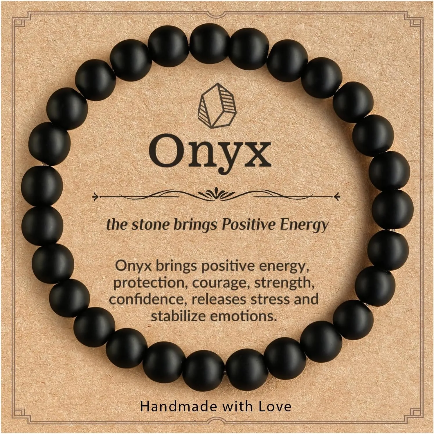 Seyaa 100% Natural Stone Crystal Bracelets, Adjustable Stretch Crystal Jewelry Gifts for Women Mens with Quote Card