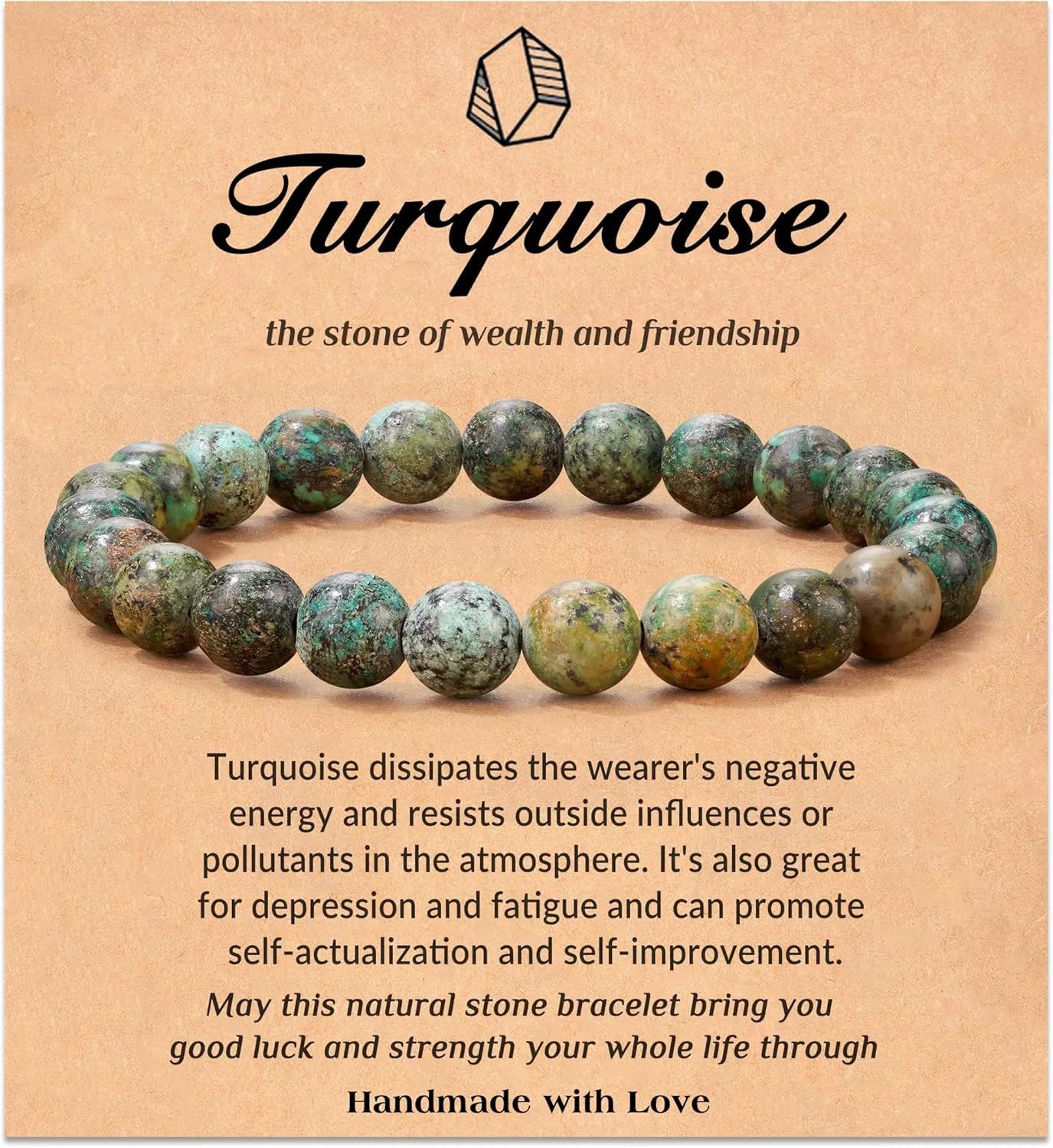 Seyaa Turquoise Jewelry for Women, Crystal Stone Stretch Round Bead Bracelets for Women Men, African Turquoise Valentines Gifts
