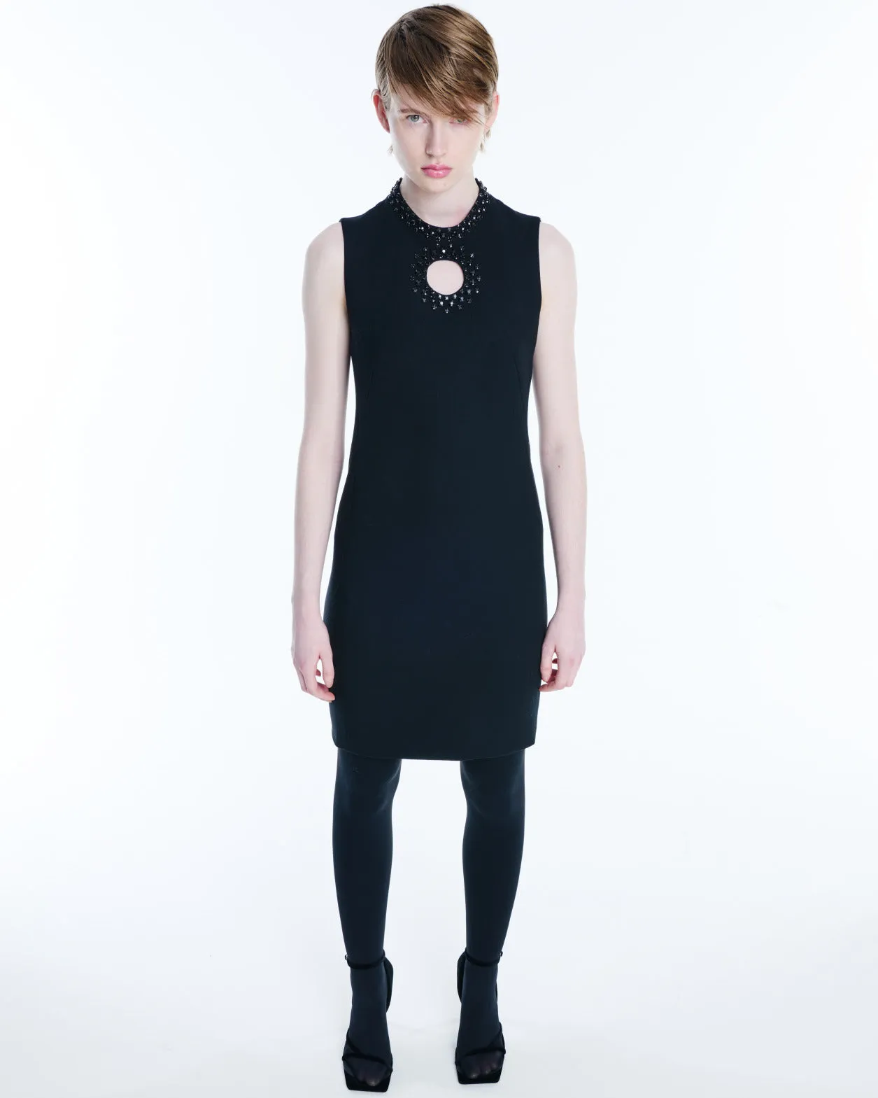 Sheath Dress with Diamond Studs