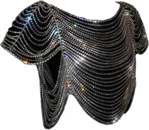 Shinny Silver Rhinestone Top For Women Sexy Silver Bikini Crystal Body Chains Shirt Jewelry Handmade