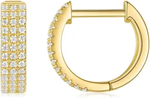 SHINYSO 925 Sterling Silver Hoop Earrings 14K Gold Plated with Cubic Zirconia Cuff Earrings Huggie Stud for Women