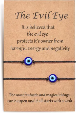 Shonyin Handmade Evil Eye Bracelets Set with Card Red String Bracelet Kabbalah Protection Luck Amulet for Women Men Family Friends