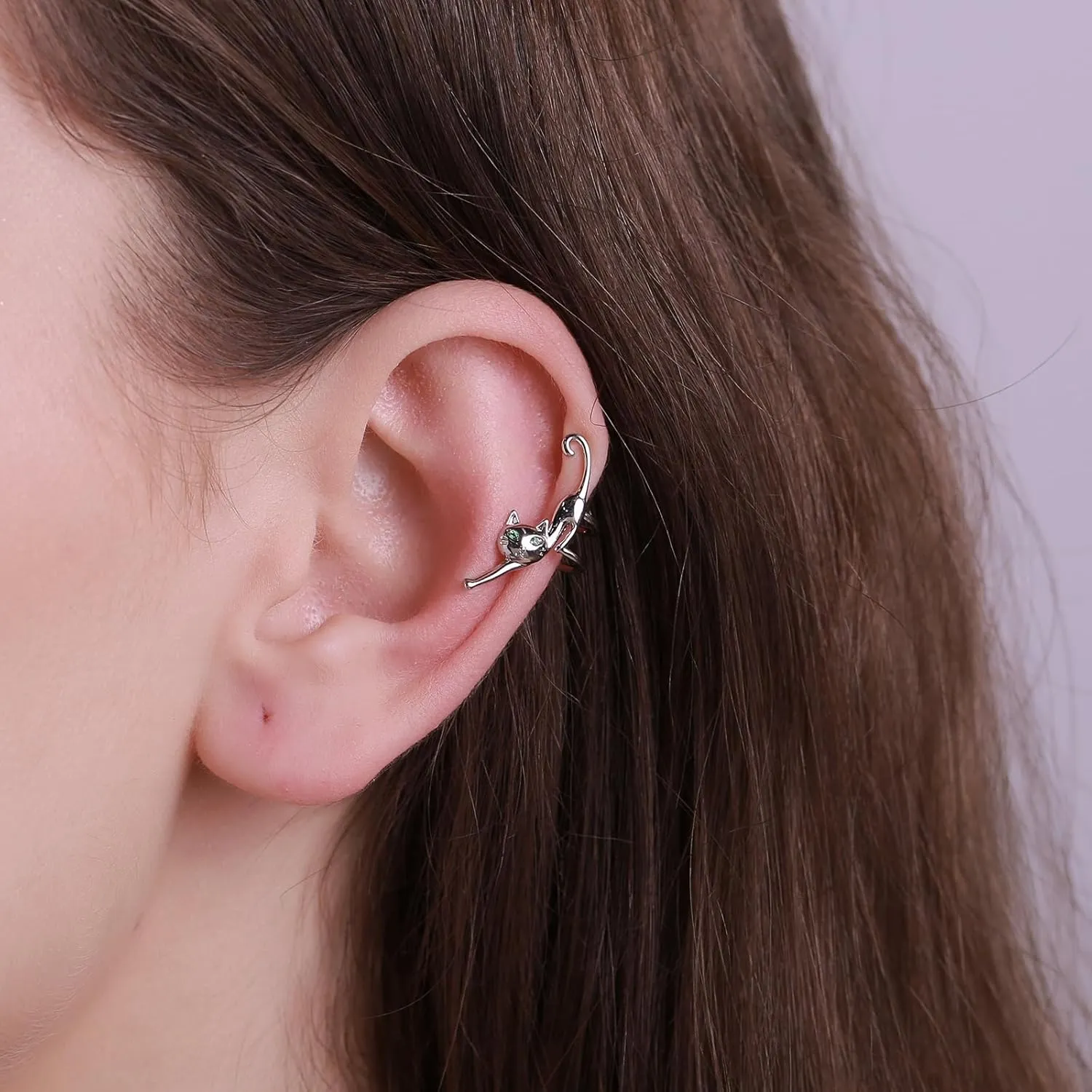 Silver Cuff Earrings for Women, Cubic Zirconia Cartilage Wrap Earrings, Minimalist Hoop Ear Cuff, Helix Ear Jewelry