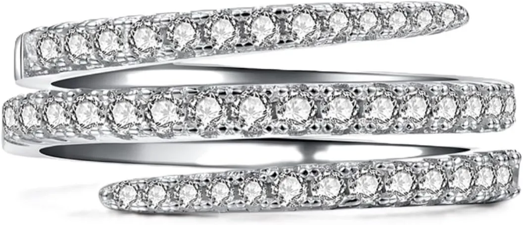 Silver Emerald Cut Eternity Ring For Women Platinum Plated 925 Sterling Silver Infinity Band CZ Simulated Diamond Engagement Ring 6