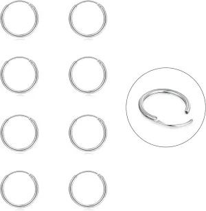 Silver Hoop Earrings- Cartilage Earring Small Hoop Earrings for Women Men,4 Pairs of Hypoallergenic 925 Sterling Silver Tragus Earrings
