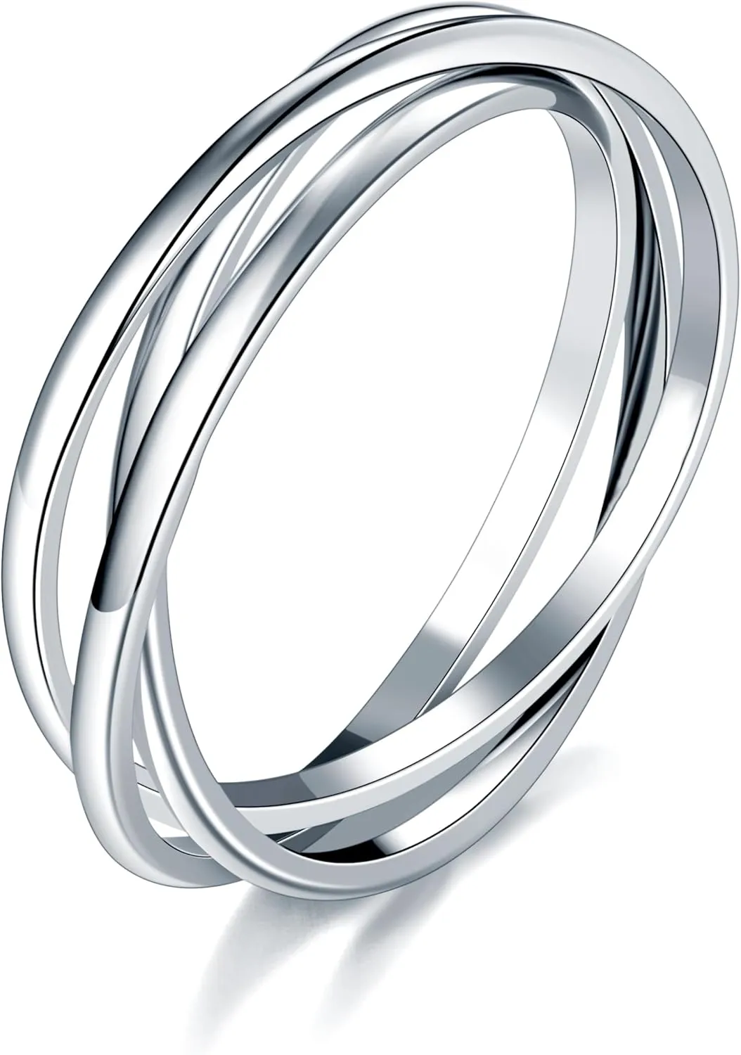 Silver Rings| Silver Rings for Women| Fidget Ring| Stacking Rings| Anxiety Ring| 14K White Gold Plated Rings- Interlocking Ring for Women and Men- 2mm 3mm Each Band Size 4-12