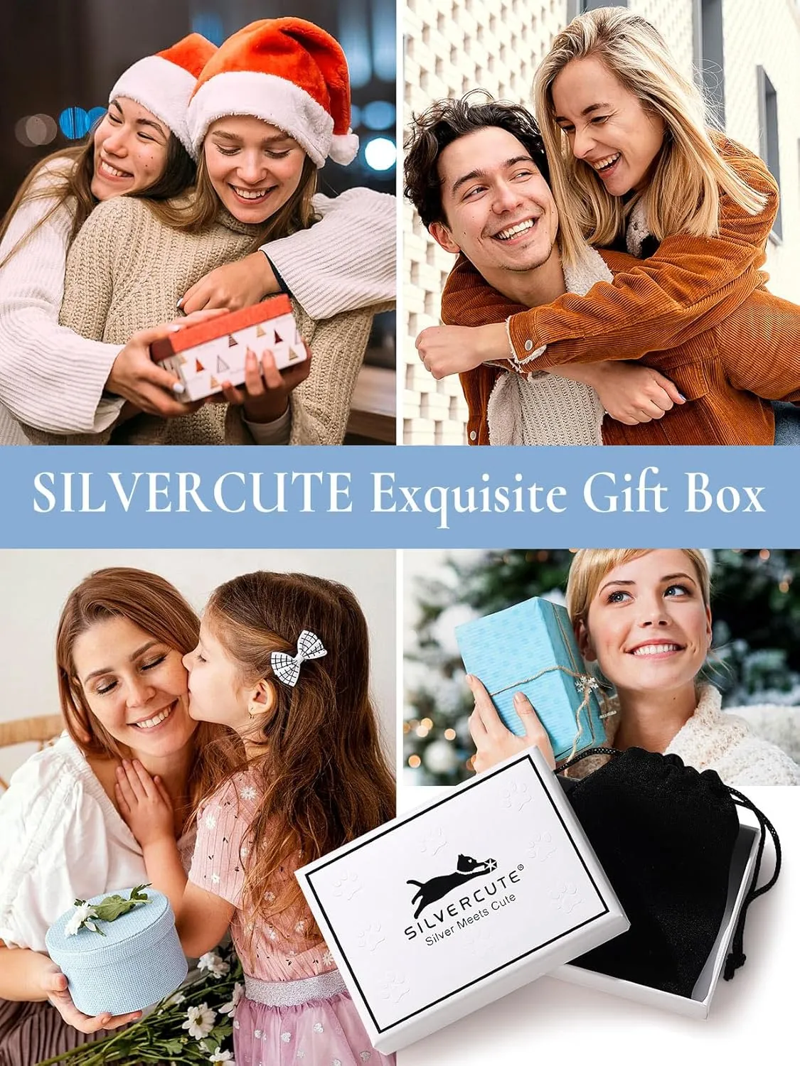 SILVERCUTE Butterfly Earrings Necklace Ring, 925 Sterling Silver Cute Ear Cuffs/Stackable Rings/Stud Earrings for Women Teen Girls -Stunning CZ Birthstone Butterfly Jewelry Gift with Box
