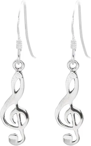 Silverly Musical Note Dangle Earrings - Music Drop Earrings With Treble Clef - 925 Sterling Silver Jewellery for Women - French Hook Back - Girls Ladies Earrings