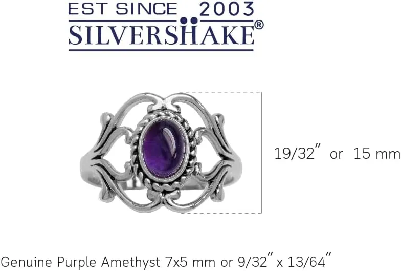 Silvershake Bezel Set Cabochon Gemstone Surrounded by Twisted Rope White Gold Plated 925 Sterling Silver Victorian Style Ring