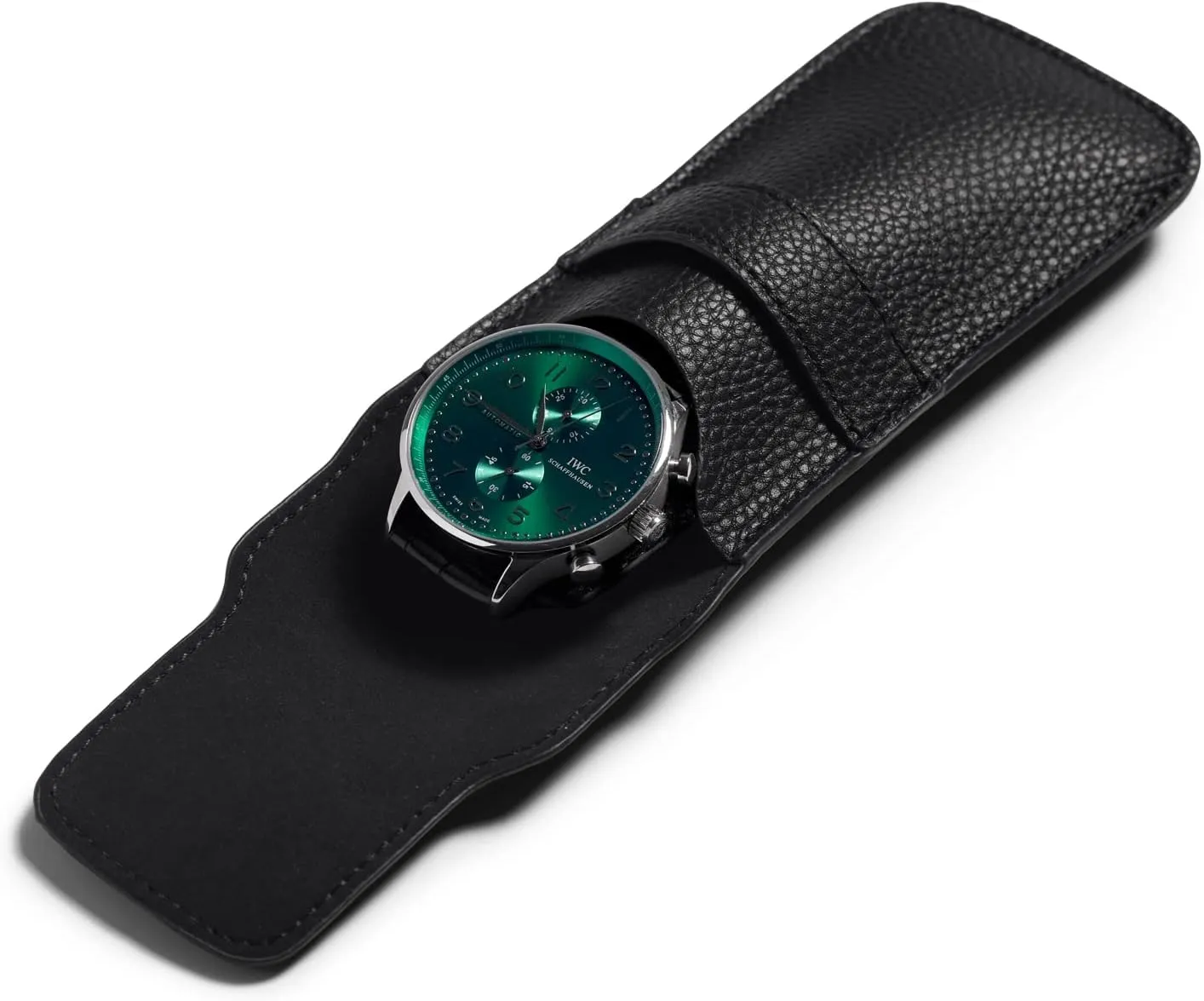 Single Watch Gift Pouch Portable PU Leather Travel Watch Storage Bag for Men and Women(Black)