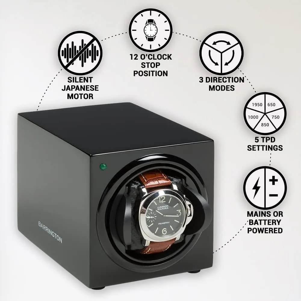 Single Watch Winder for Automatic Watches with Silent Japanese Motor | Watch Winder for Luxury Brands | Adjustable TPD 650-1950 | AC Operated | Battery Backup