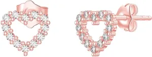SISGEM 14K Real Gold Heart Stud Earrings for Women,5A Cubic Zirconia Love Heart Studs Fine Jewelry for Mom Girls Wife Best Birthday Gift 7.5 mm