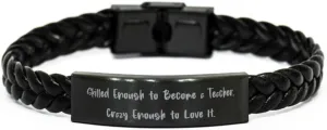 Skilled Enough to Become a.. Braided Leather Bracelet, Teacher Present From Coworkers, Brilliant Engraved Bracelet For Friends, Birthday gift, Bangle bracelet, Friendship bracelet, Personalised