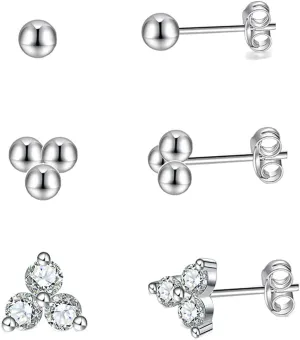 Small Huggie Hoop Earring Set for Women for Multiple Piercing,Lightweight 14K Gold Plated Studs Earrings Jewelry Set for Women,Flat Back Tiny Ball Cubic Zirconia Stud Earrings for Cartilage, Helix, Lobe, Hypoallergenic