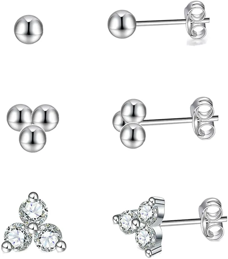 Small Huggie Hoop Earring Set for Women for Multiple Piercing,Lightweight 14K Gold Plated Studs Earrings Jewelry Set for Women,Flat Back Tiny Ball Cubic Zirconia Stud Earrings for Cartilage, Helix, Lobe, Hypoallergenic